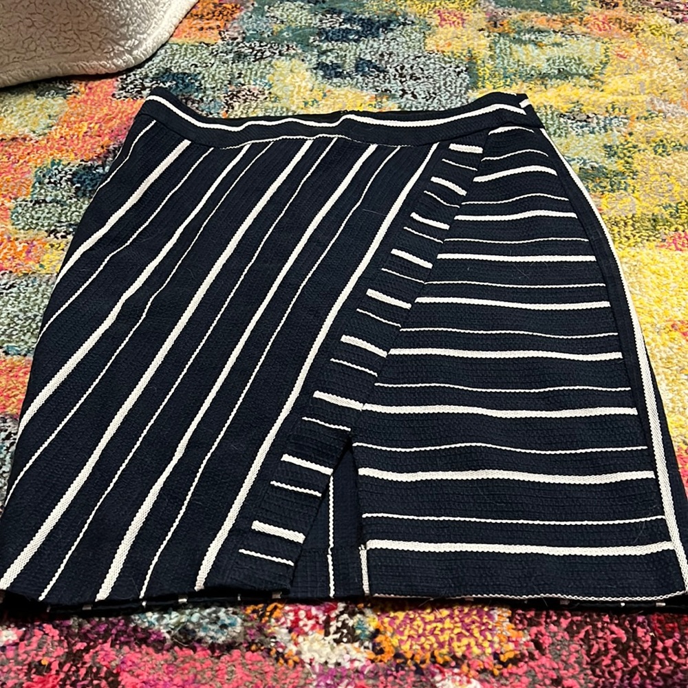 Blue and white Loft pencil skirt